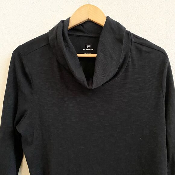 J Jill Womens Pima Cotton Cowl Neck Tunic Sz Medium Black Long Sleeve - Picture 2 of 9